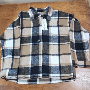 NWT Springrain Brushed Flannel Button Down With Pockets Small